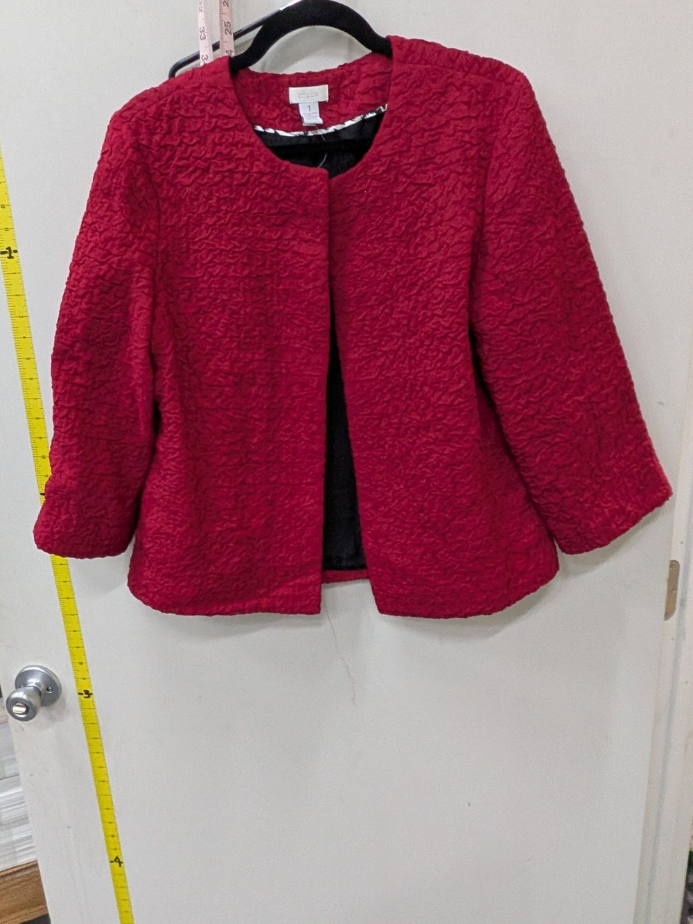 Chico's Classic Red Textured Open-Front Women's Jacket